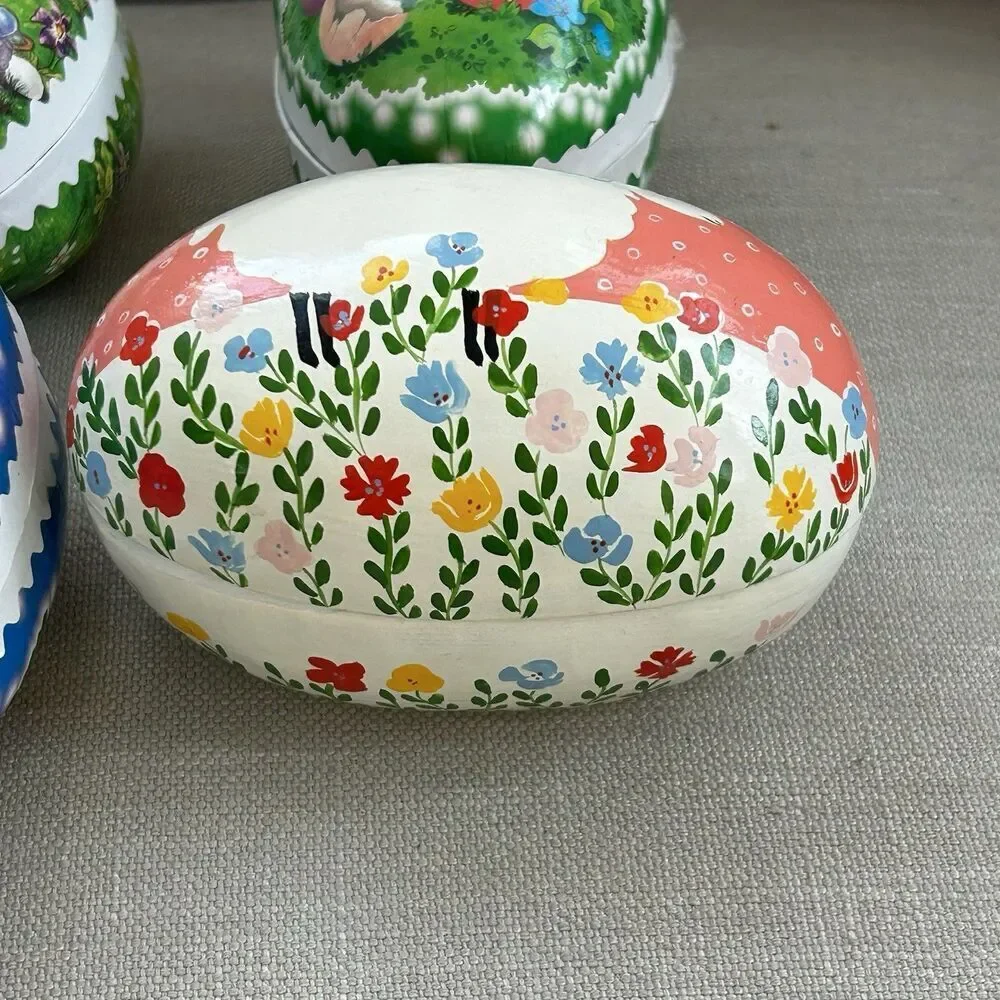 Echr Erzgebirge Easter Eggs Paper Mache Fillable Candy Chicks Lamb Germany